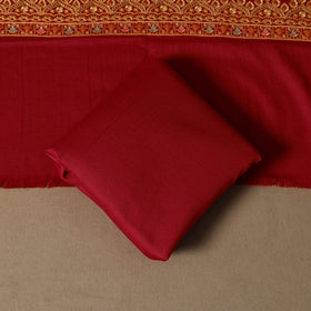 Red - 3pc heavy hand embroidered work merino wool