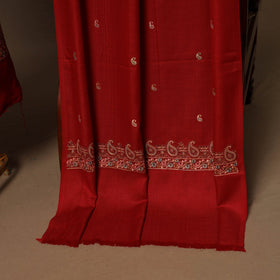 Red - 3pc heavy hand embroidered work merino wool