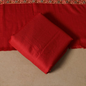 Red - 3pc heavy hand embroidered work merino wool