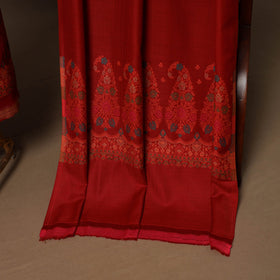 Red - 3pc jacquard weave merino wool unstitched dress