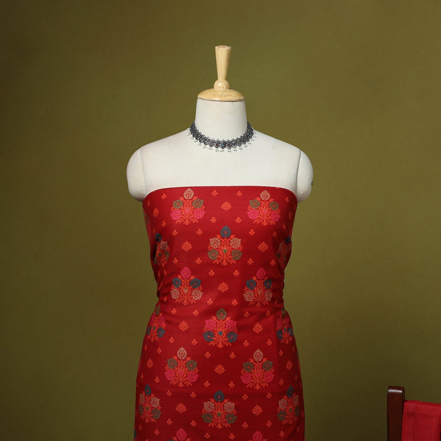 3pc jacquard weave merino wool unstitched dress material 11