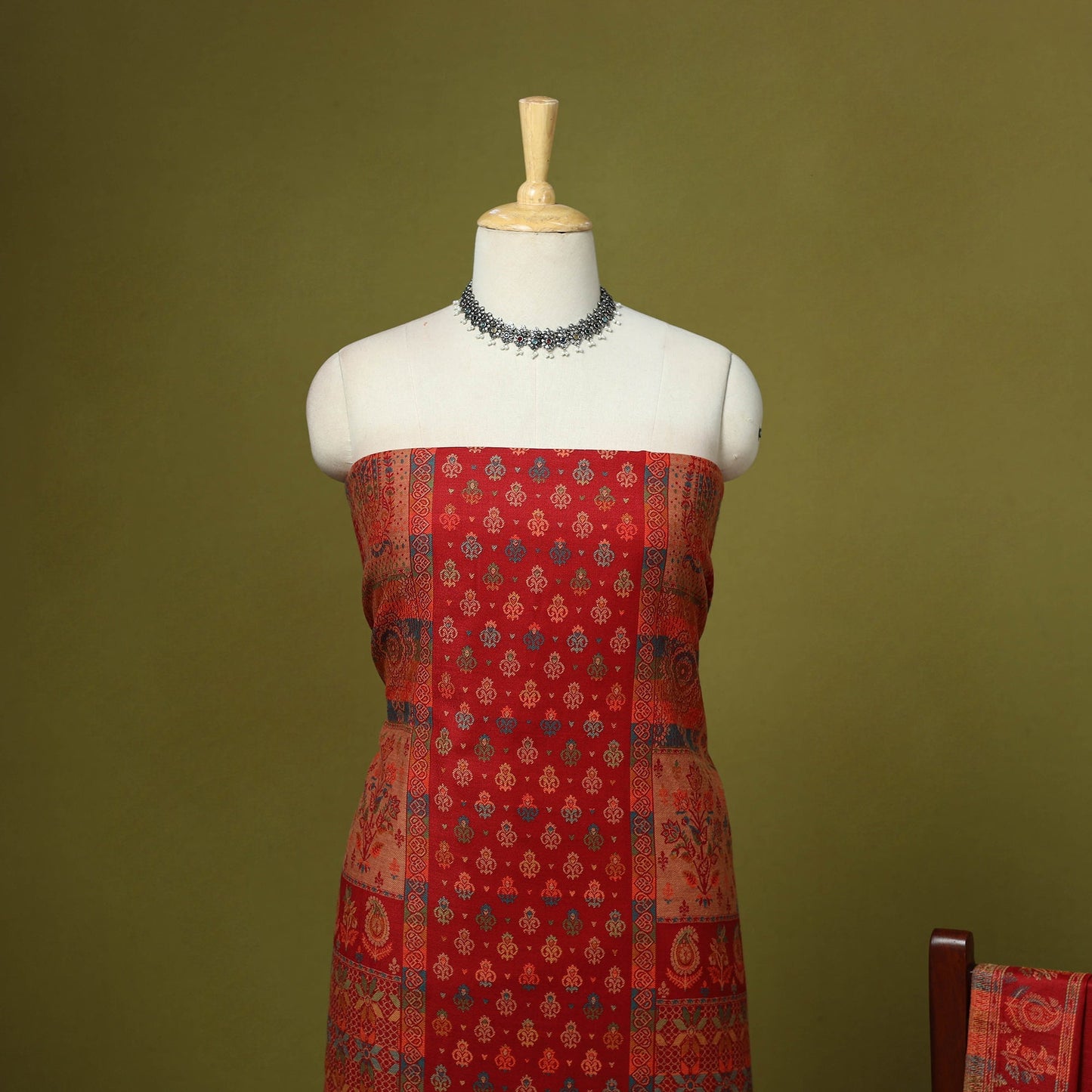 3pc jacquard weave merino wool unstitched dress material 14