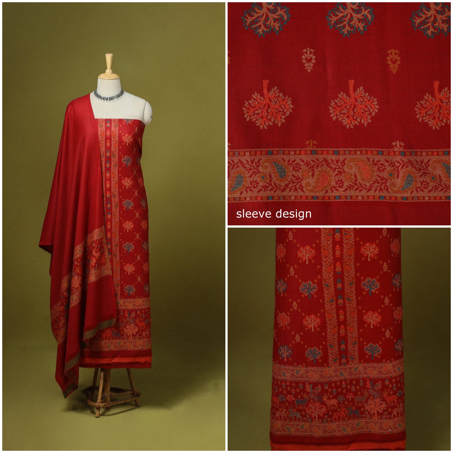 3pc jacquard weave merino wool unstitched dress material 36