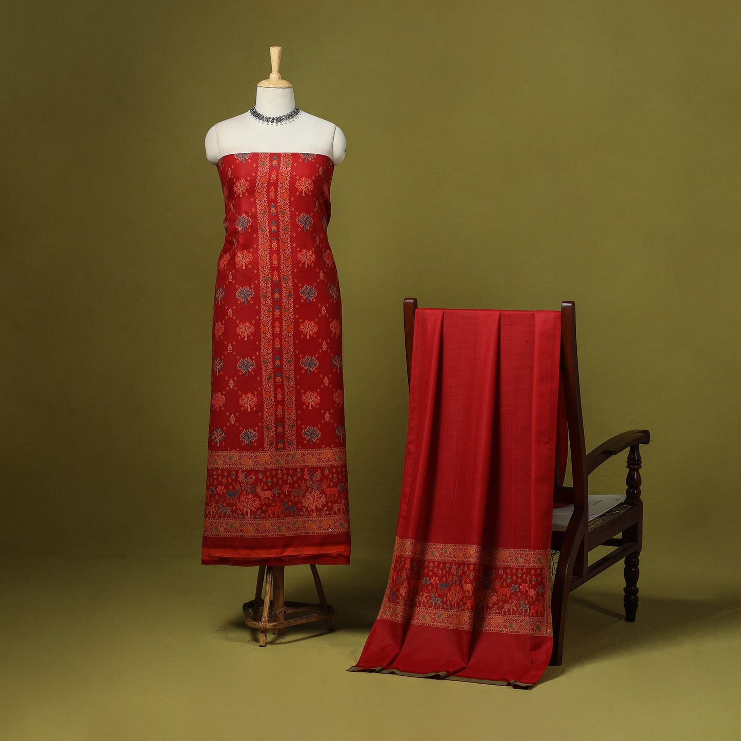 3pc jacquard weave merino wool unstitched dress material 36