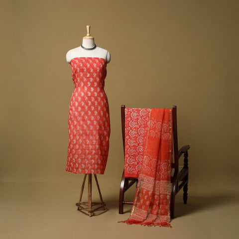 3pc kota doria cotton bagru unstitched dress material 62
