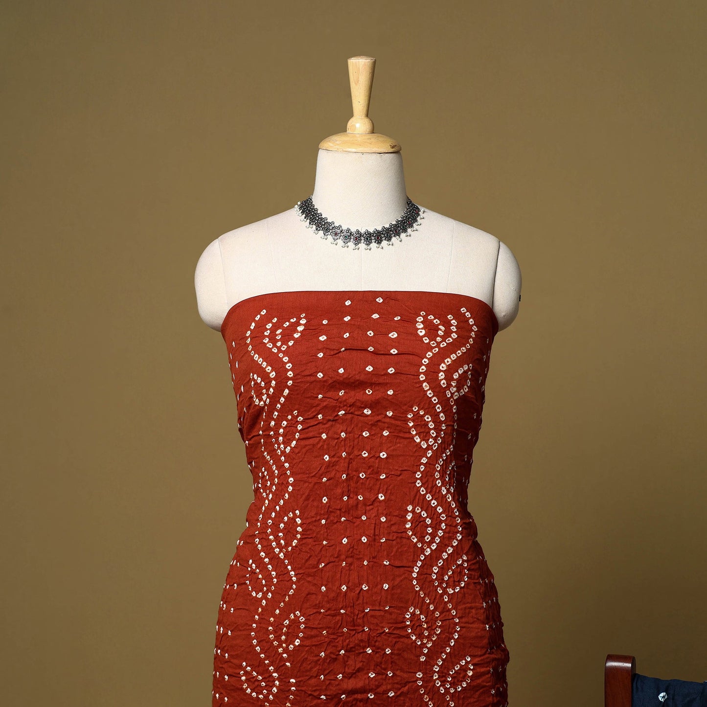 3pc kutch tie-dye satin cotton unstitched bandhani dress