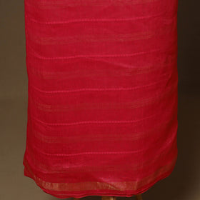 Red - 3pc linen silk handloom unstitched plain dress