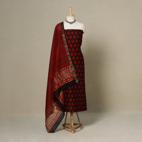 Red - 3pc maheshwari silk unstitched bagh dress material 08