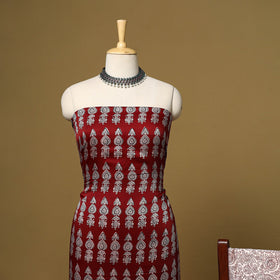 Red - 3pc modal silk unstitched bagh dress material 23