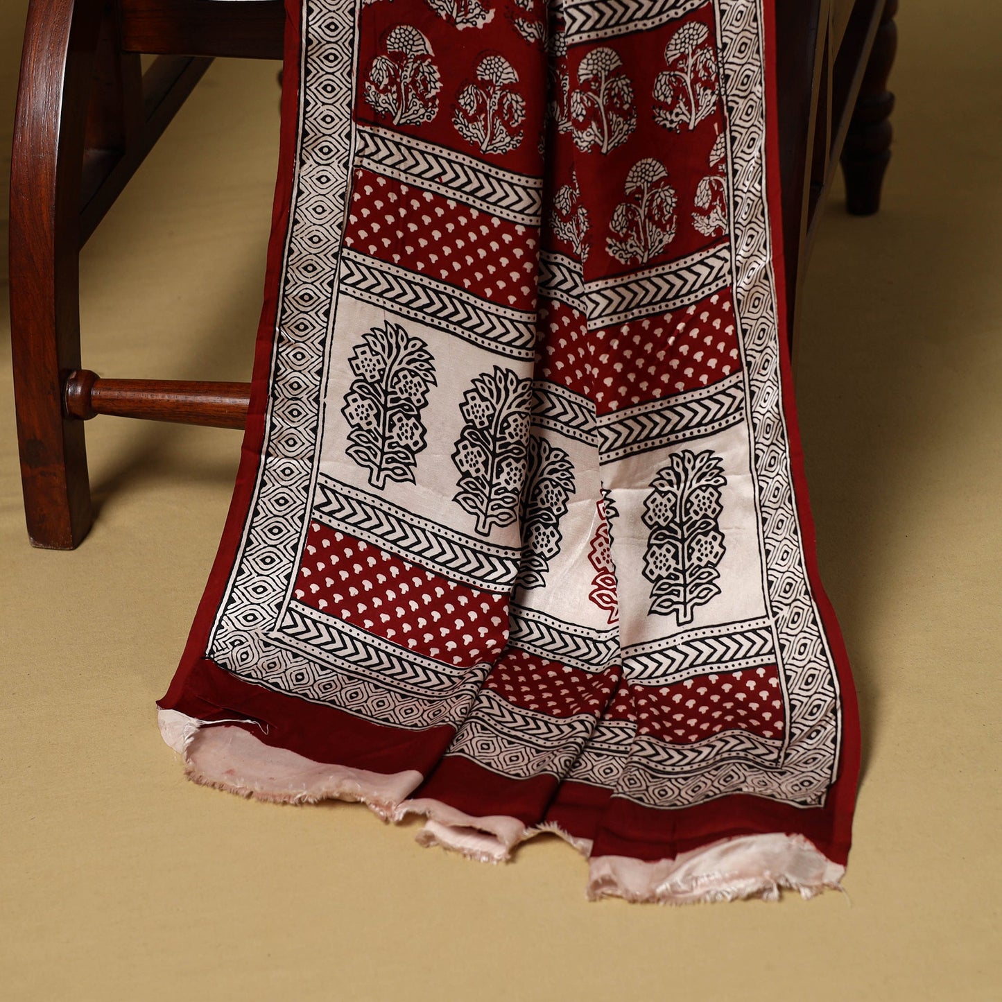 Red - 3pc modal silk unstitched bagh dress material 23