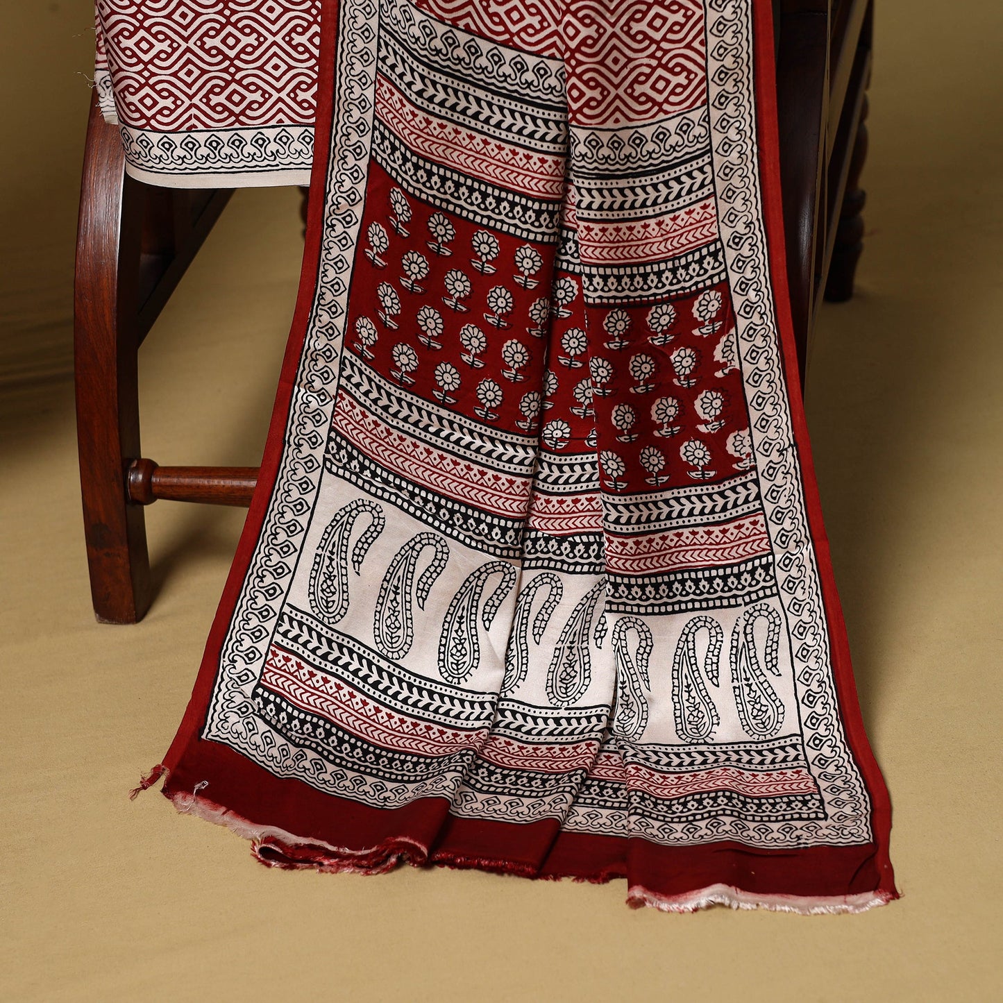 Red - 3pc modal silk unstitched bagh dress material 27