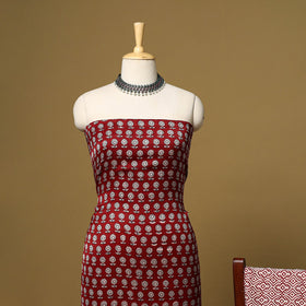 Red - 3pc modal silk unstitched bagh dress material 27