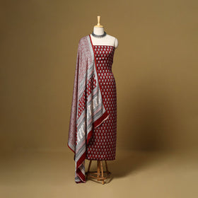 Red - 3pc modal silk unstitched bagh dress material 27