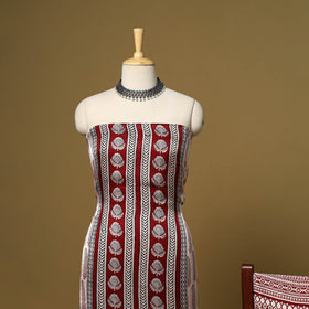 Red - 3pc modal silk unstitched bagh dress material 32