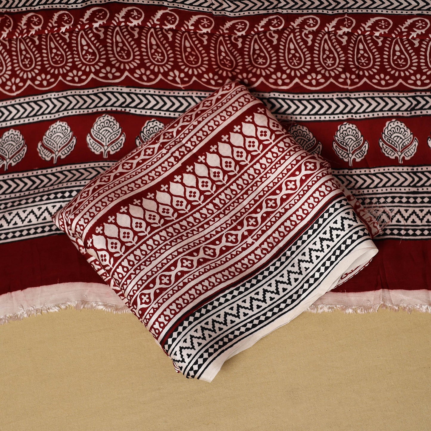 Red - 3pc modal silk unstitched bagh dress material 32