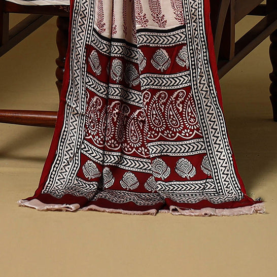 Red - 3pc modal silk unstitched bagh dress material 32