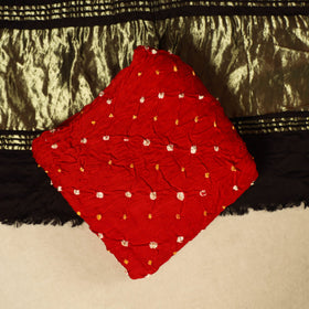 Red 3pc Modal Silk Unstitched Kutch Bandhani Dress Material