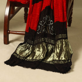 Red 3pc Modal Silk Unstitched Kutch Bandhani Dress Material