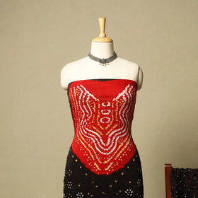 Red 3pc Modal Silk Unstitched Kutch Bandhani Dress Material