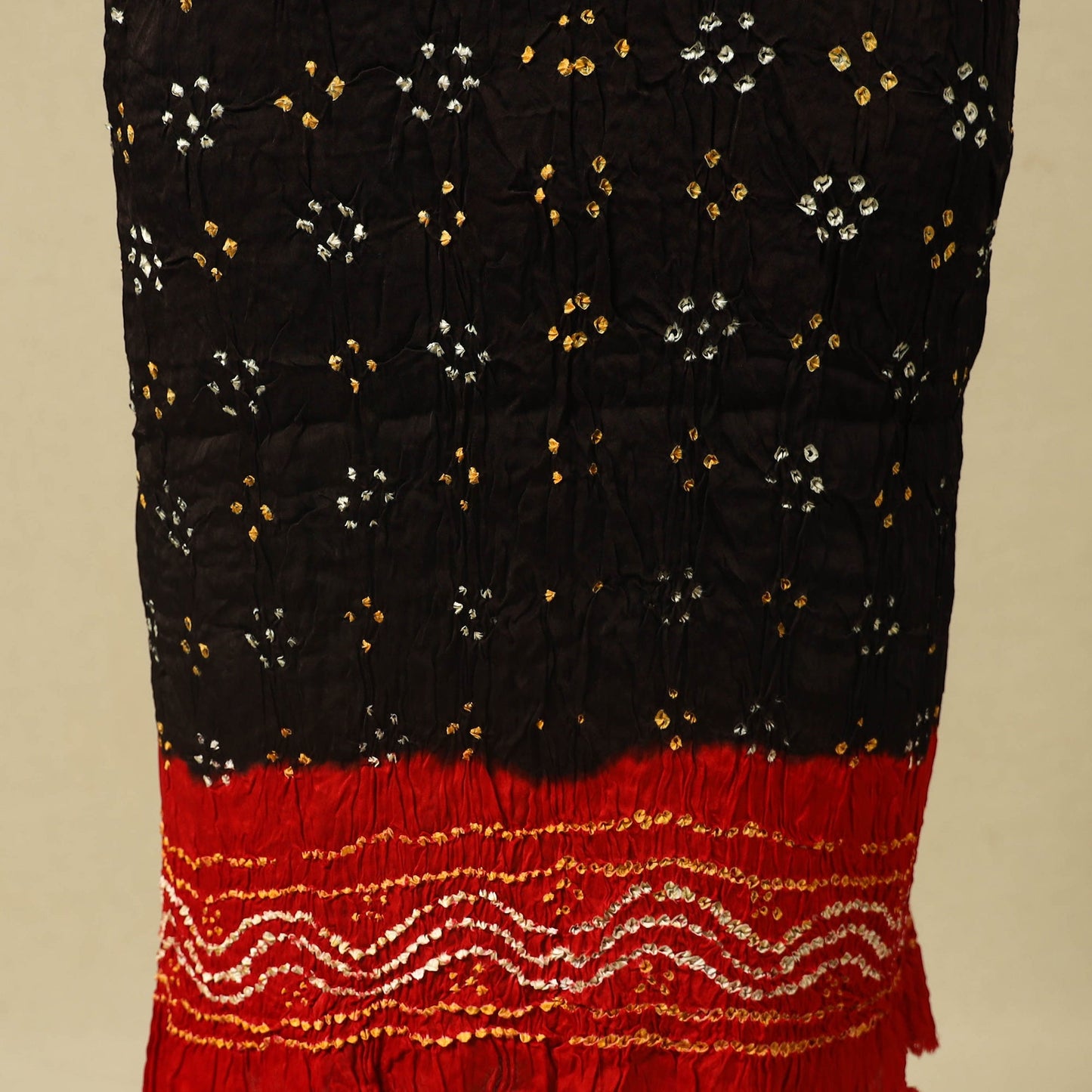 Red 3pc Modal Silk Unstitched Kutch Bandhani Dress Material