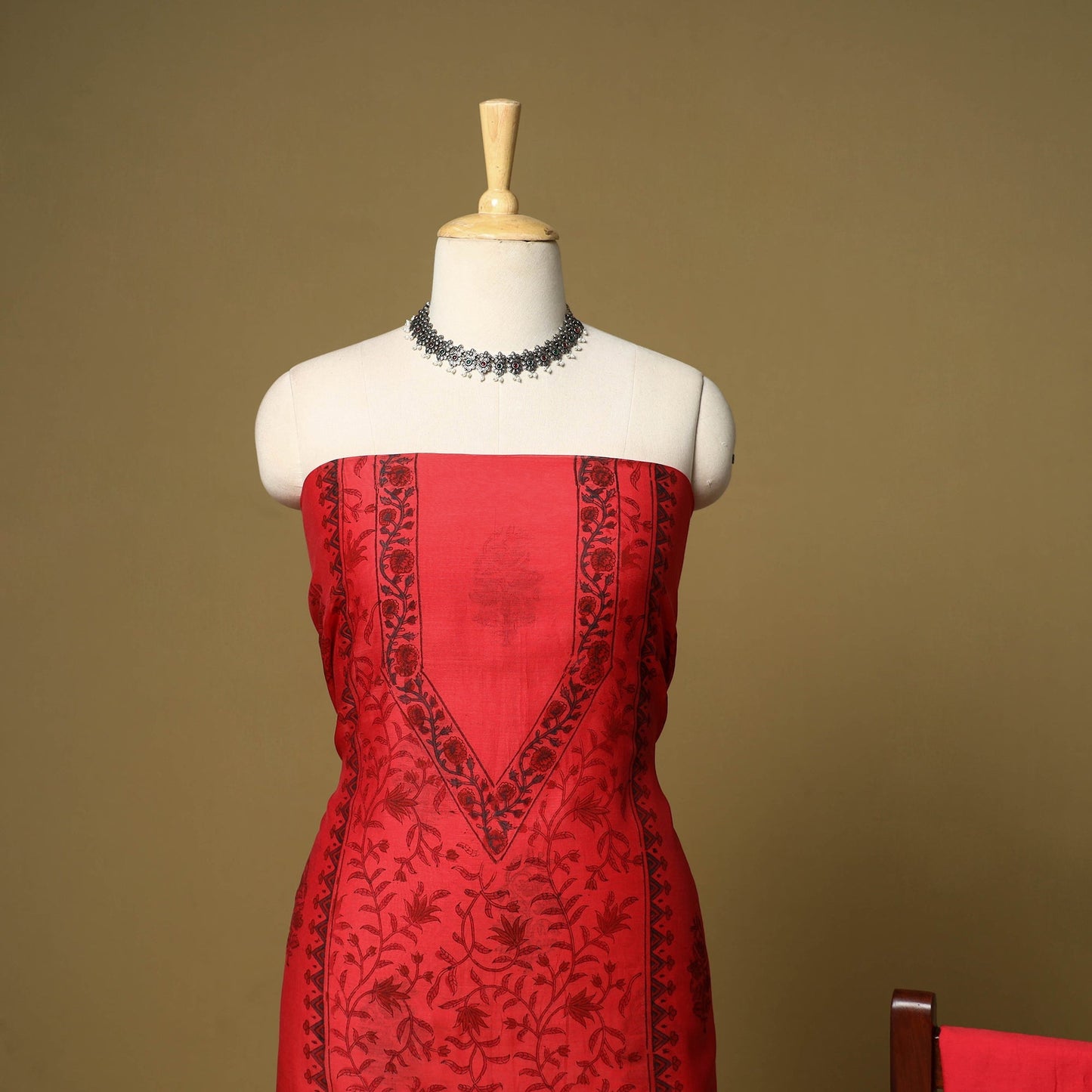 3pc mul chanderi handloom unstitched sanganeri dress