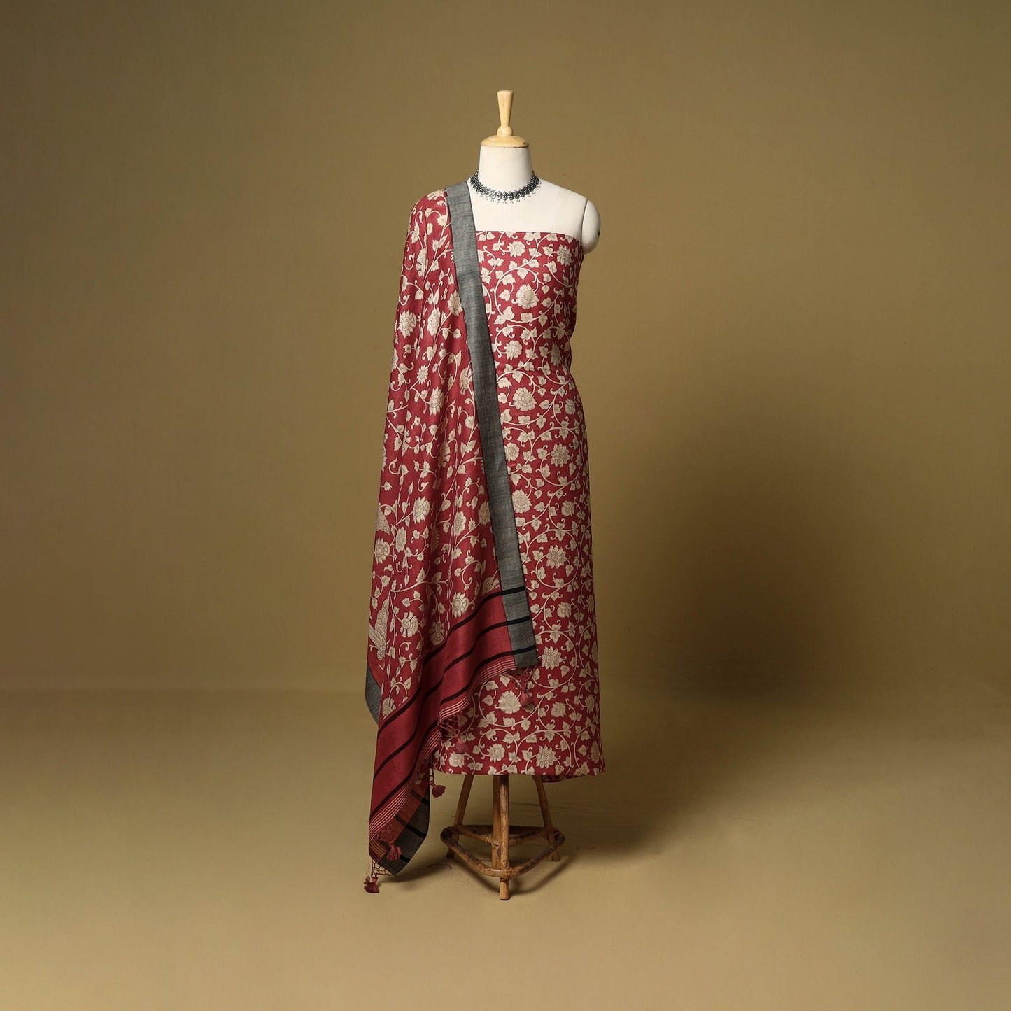 3pc pashmina wool handloom unstitched sanganeri dress