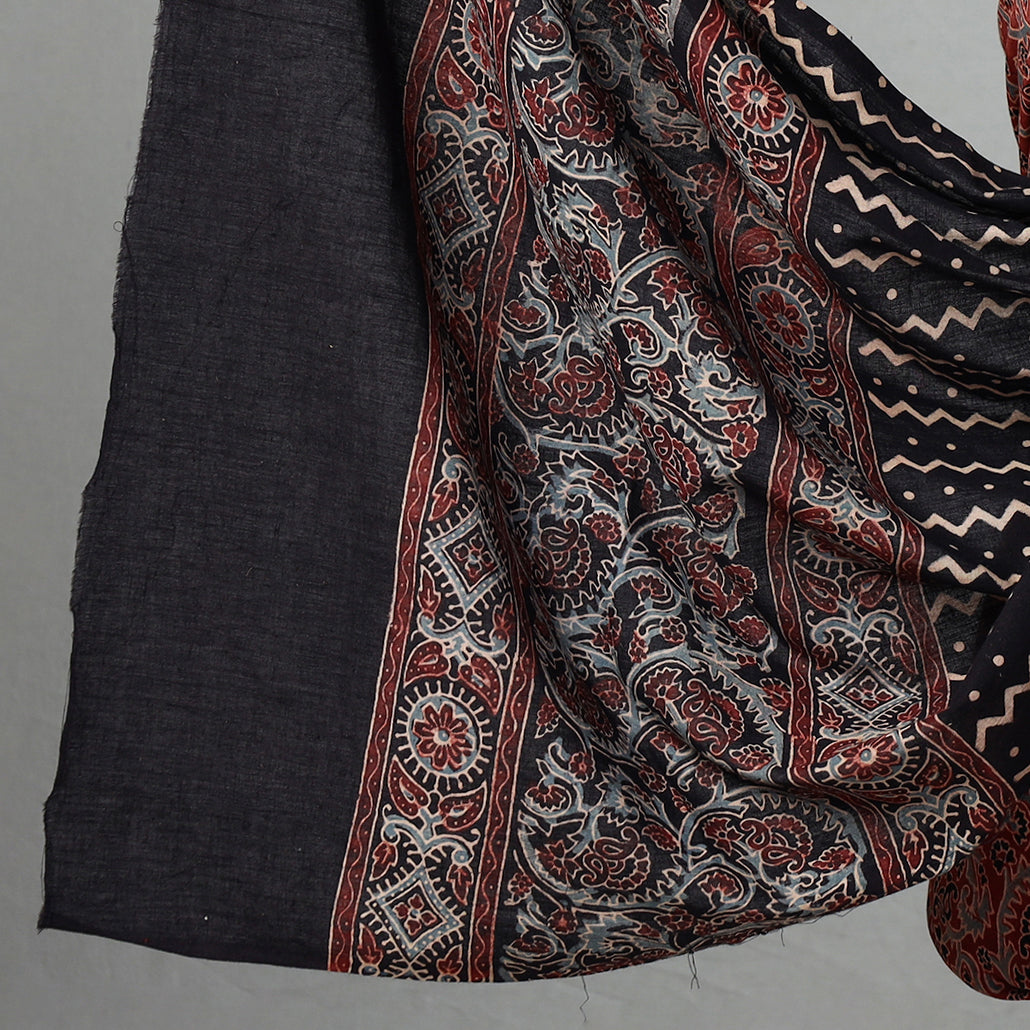  3pc Ajrakh Block Printed Natural Dyed Cotton Suit Material Set 09 