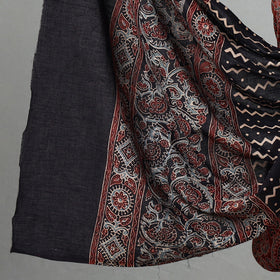  3pc Ajrakh Block Printed Natural Dyed Cotton Suit Material Set 09 