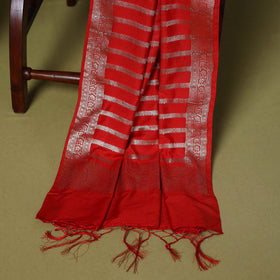 Red - 3pc tanchoi silk cotton unstitched banarasi dress