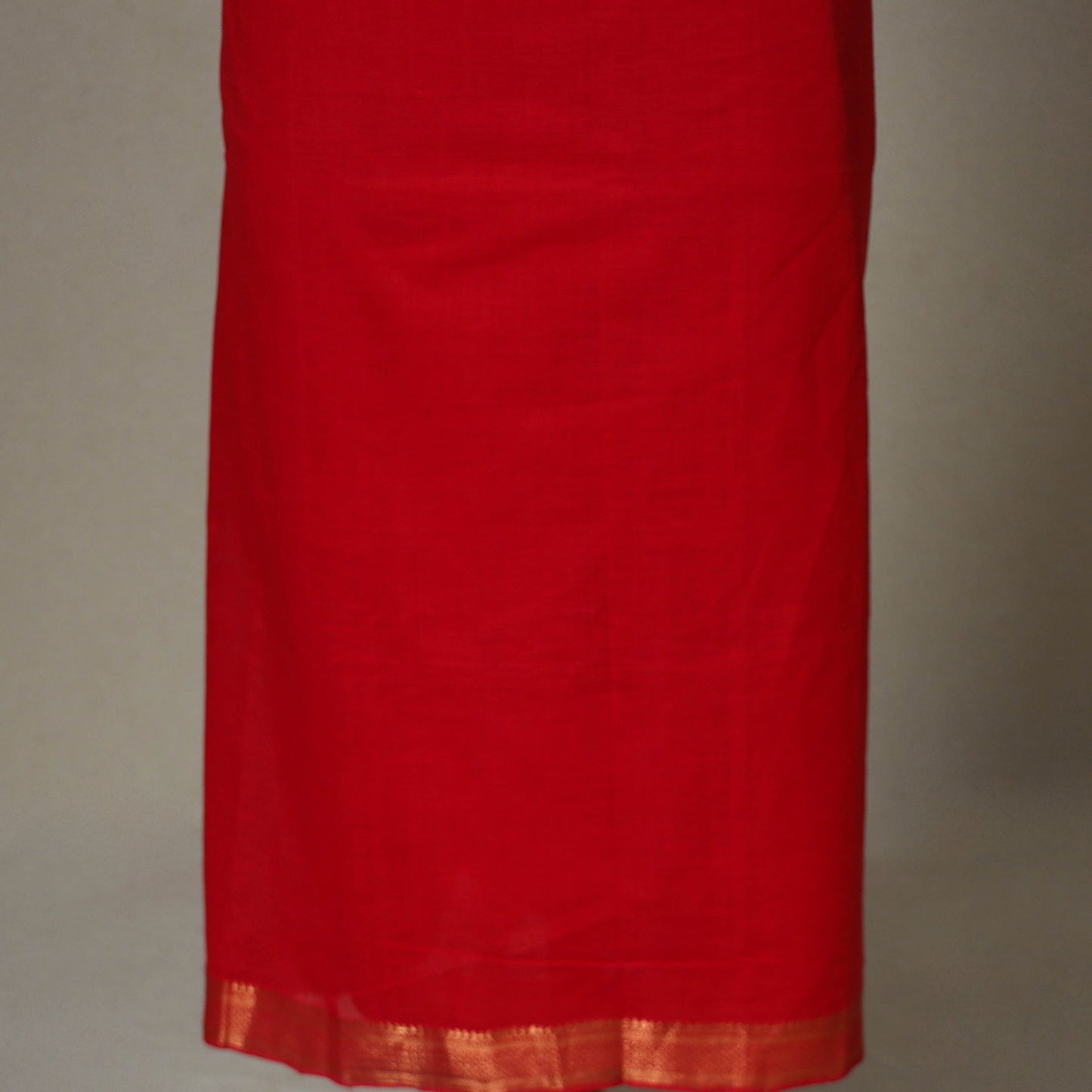 Red - 3pc unstitched plain dress material with jewellery
