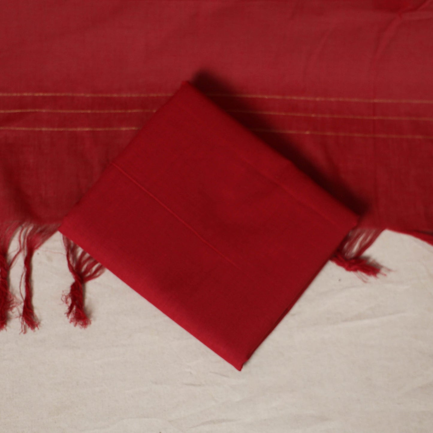 Red - 3pc unstitched sambalpuri ikat dress material