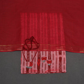 Red - 3pc unstitched sambalpuri ikat dress material