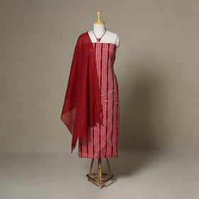 Red - 3pc unstitched sambalpuri ikat dress material