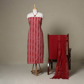 Red - 3pc unstitched sambalpuri ikat dress material