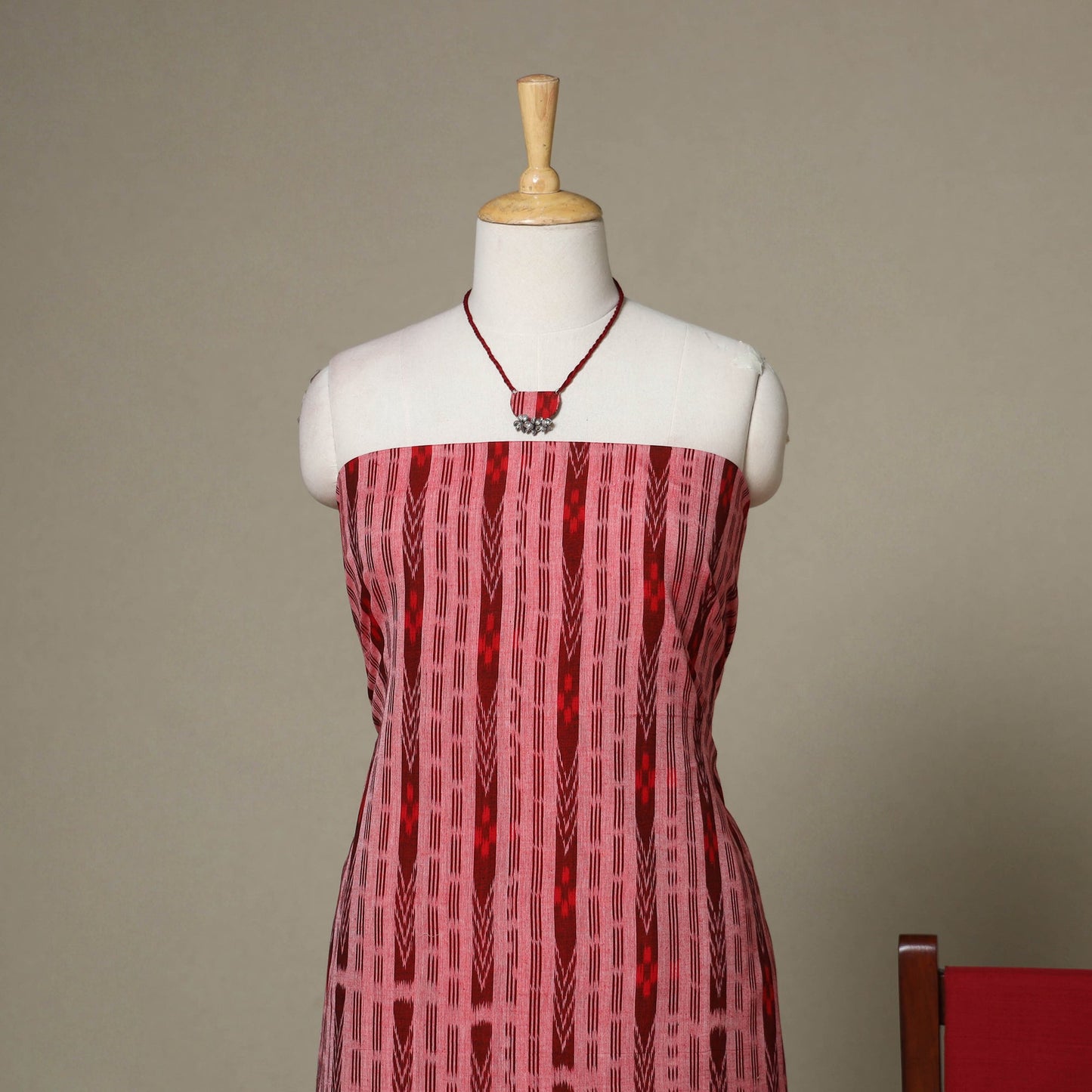 Red - 3pc unstitched sambalpuri ikat dress material