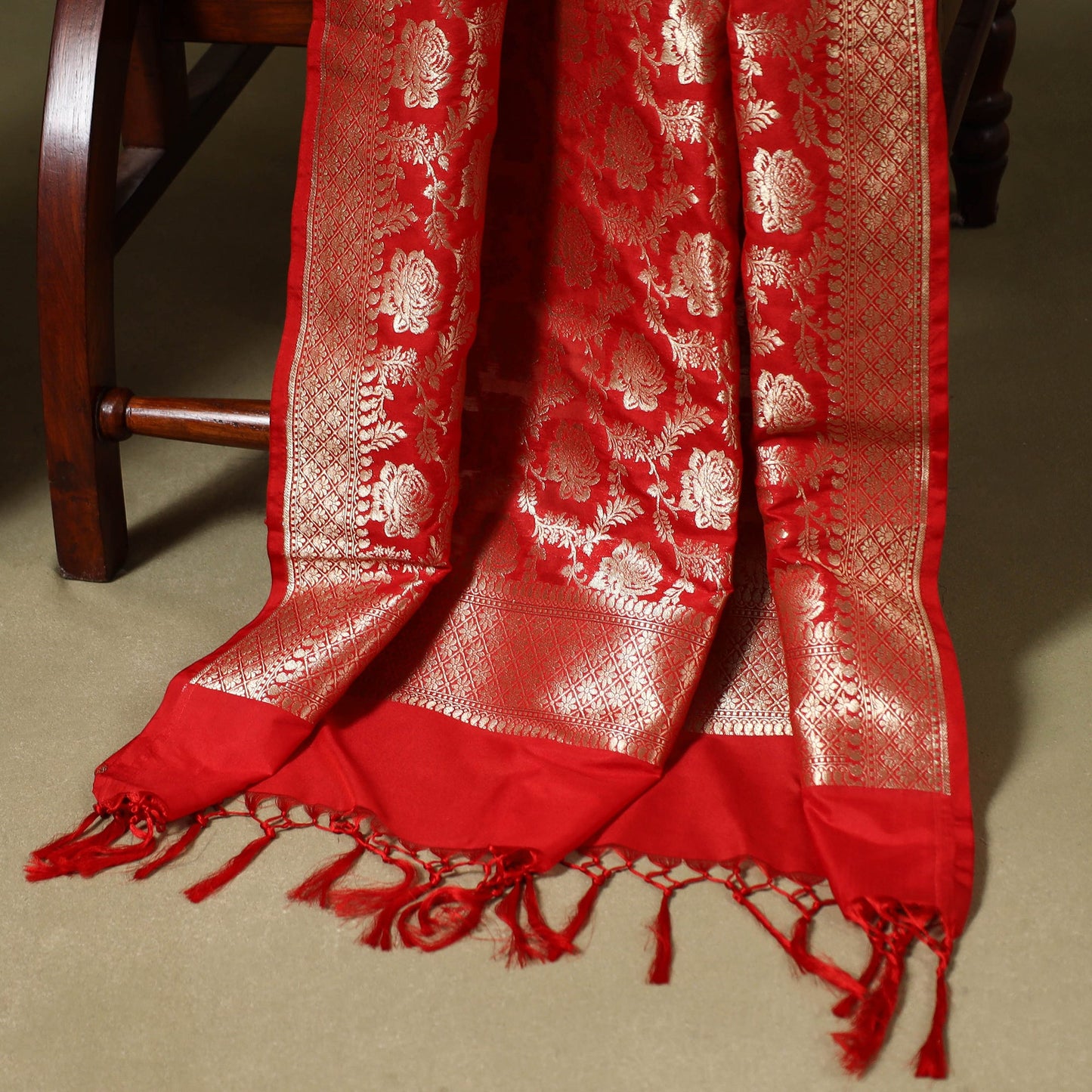 3pc Zari Jaal & Buti Silk Banarasi Dress Material