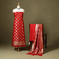 3pc Zari Jaal & Buti Silk Banarasi Dress Material