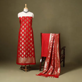 3pc Zari Jaal & Buti Silk Banarasi Dress Material