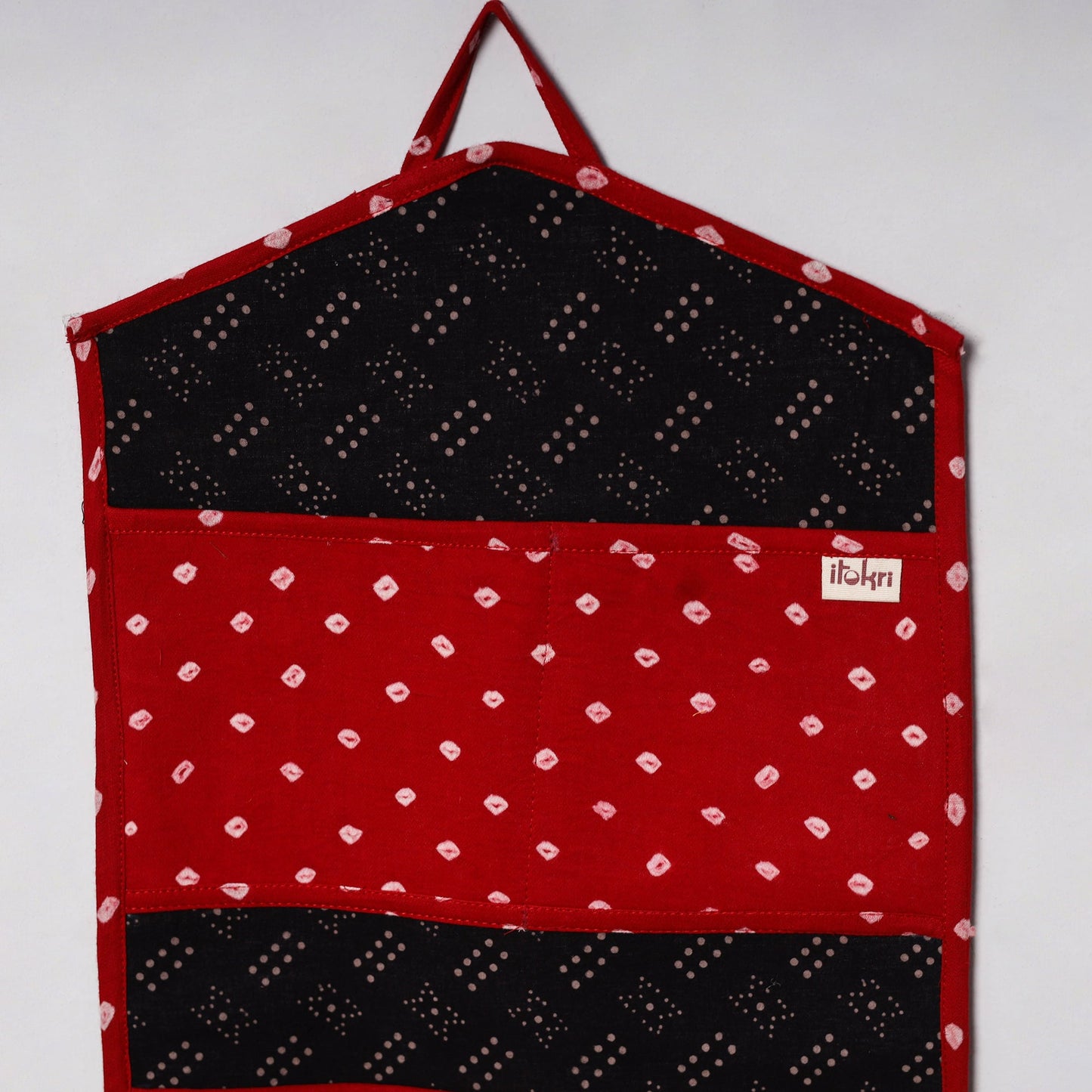 Red - 4 pockets handcrafted cotton wall hanging letter