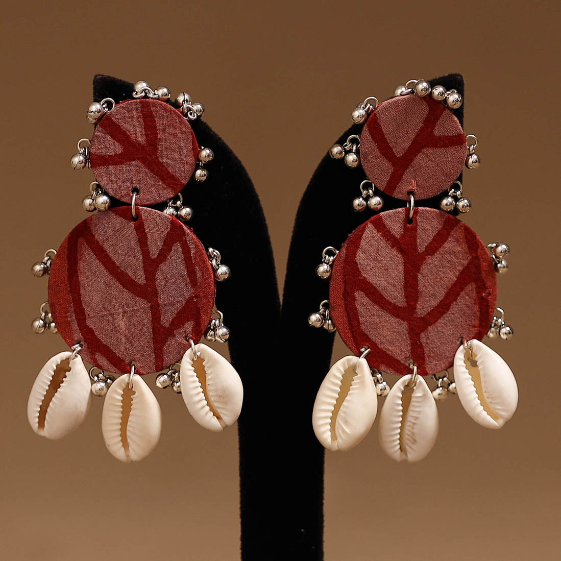 Aarushi shell & ghungroo work fabart handmade earrings