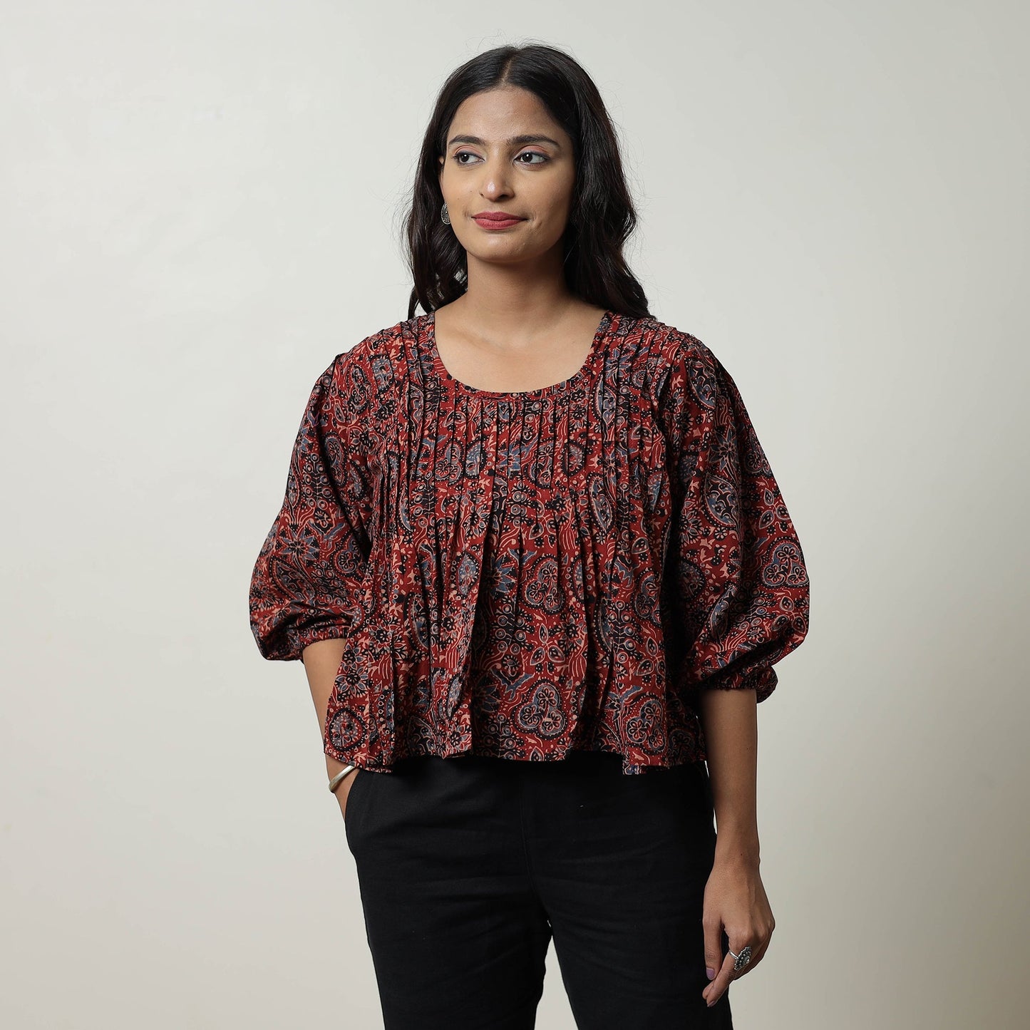 Ajrakh Cotton Crop Top | Handcrafted Elegance