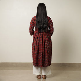 Buy Ajrakh Block Printed Cotton Flared Kurta for Women