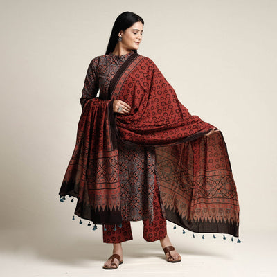 Printed cotton kurta with palazzo & dupatta set