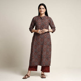 Printed cotton kurta with palazzo & dupatta set