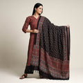 Buy Ajrakh Block Printed Cotton Kurta with Palazzo & Dupatta Set Online at iTokri.com