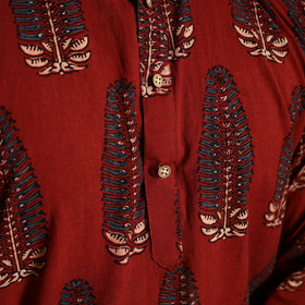 Red - ajrakh block printed cotton men long kurta