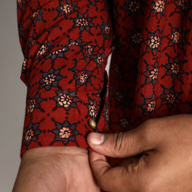 Buy Ajrakh Block Printed Cotton Men Long Kurta Online at iTokri.com