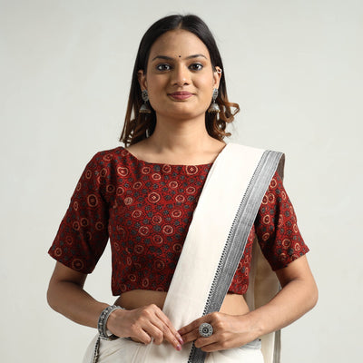 Buy Ajrakh Block Printed Cotton Stitched Blouse Online at iTokri.com