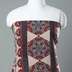  Red Ajrakh Block Printed Cotton Kurta Material - 3 meter