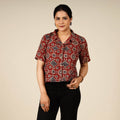 Printed half sleeve cotton crop top - handcrafted